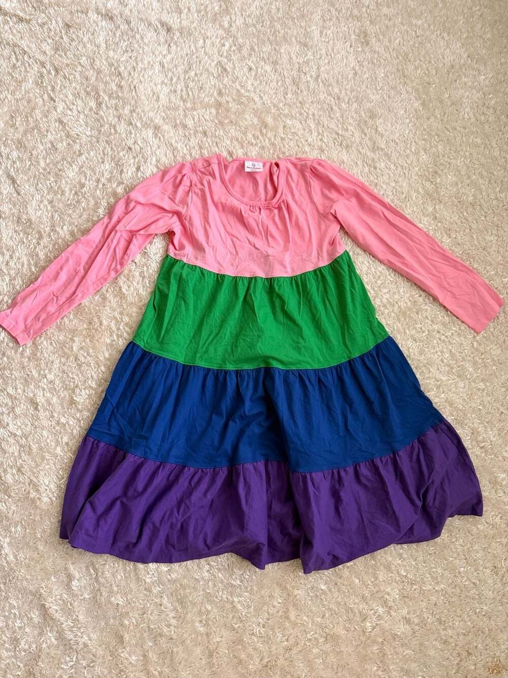 Hanna Andersson Girls Colorblock Long Sleeve Twirl Power Dress